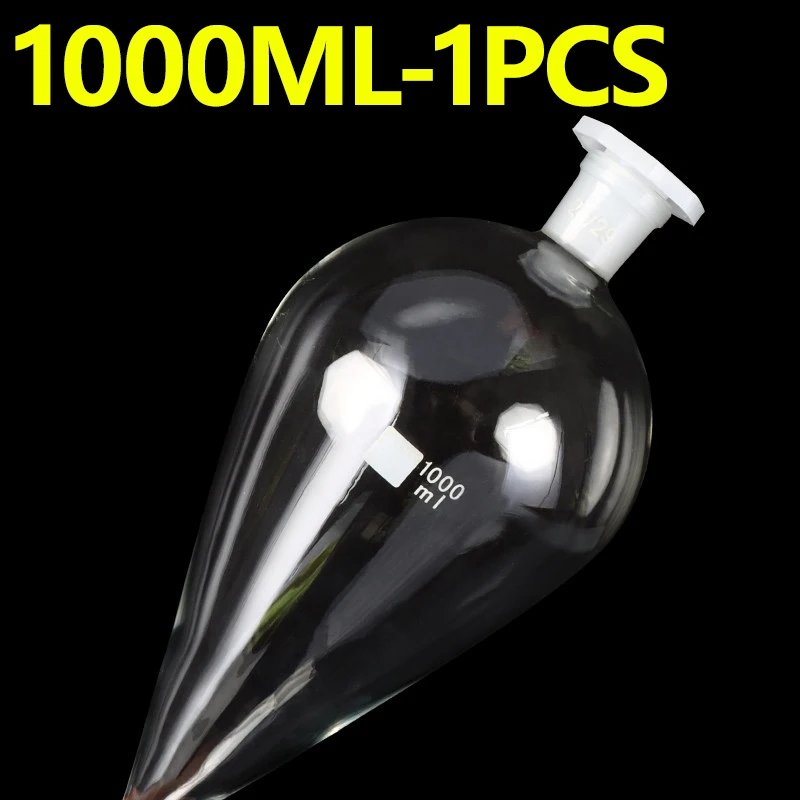 1 piece of separatory funnel, 1000ml pear-shaped thickened glass, glass/PTFE piston