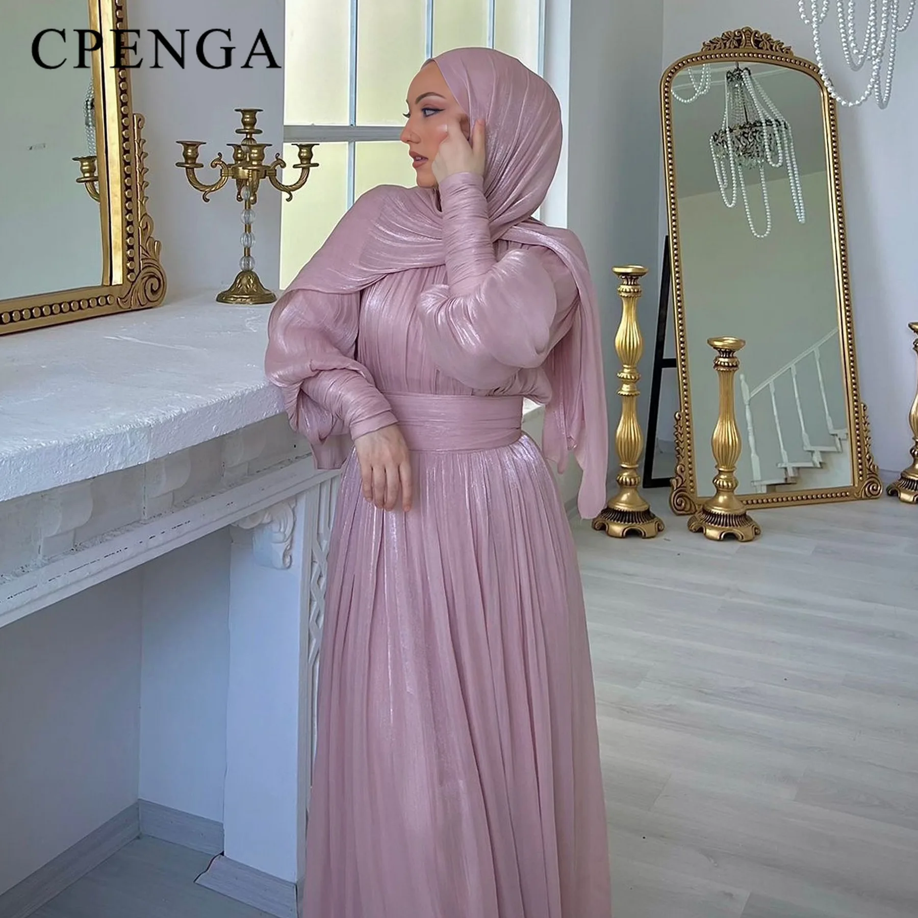 فستان عربي بأكمام مكبل للنساء المسلمات 2025 دبي عباية متواضعة إسلامية عطلة الزي الجديد عادي الاصطناعية الساتان تركيا رداء