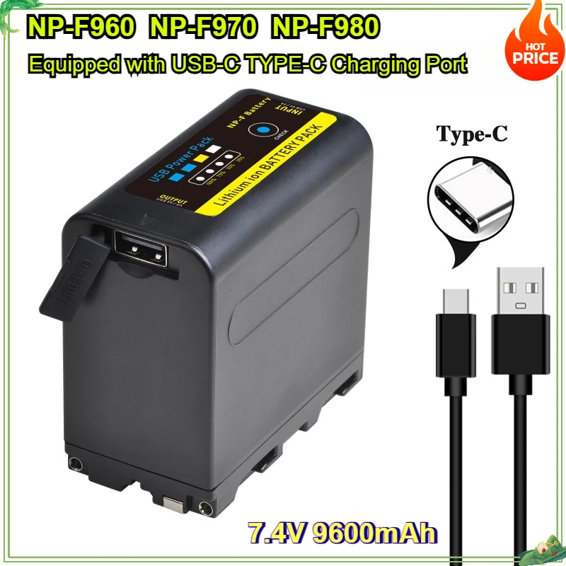 9600mAh NP-F980 NP-F970 NPF970 NPF960 Battery Power Bank for Sony DCR-VX2100 DSR-PD150 DSR-PD170 FDR-AX1 HDR-AX2000 HVR-HD1000U