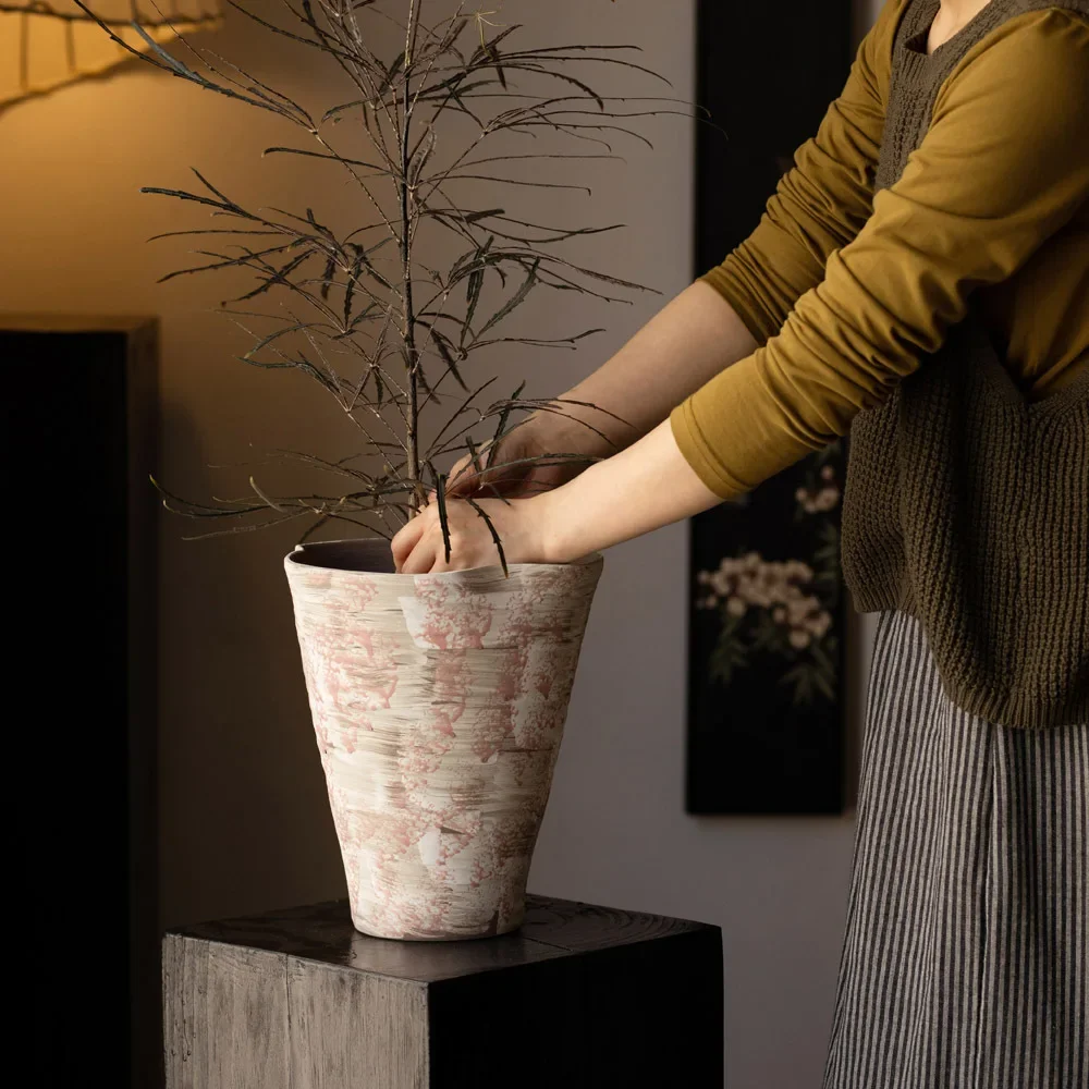 Lanthanum Forest New Chinese-style wabi-sabi wind ceramic vase Living room flower arrangement B & B Hotel Premium sense large