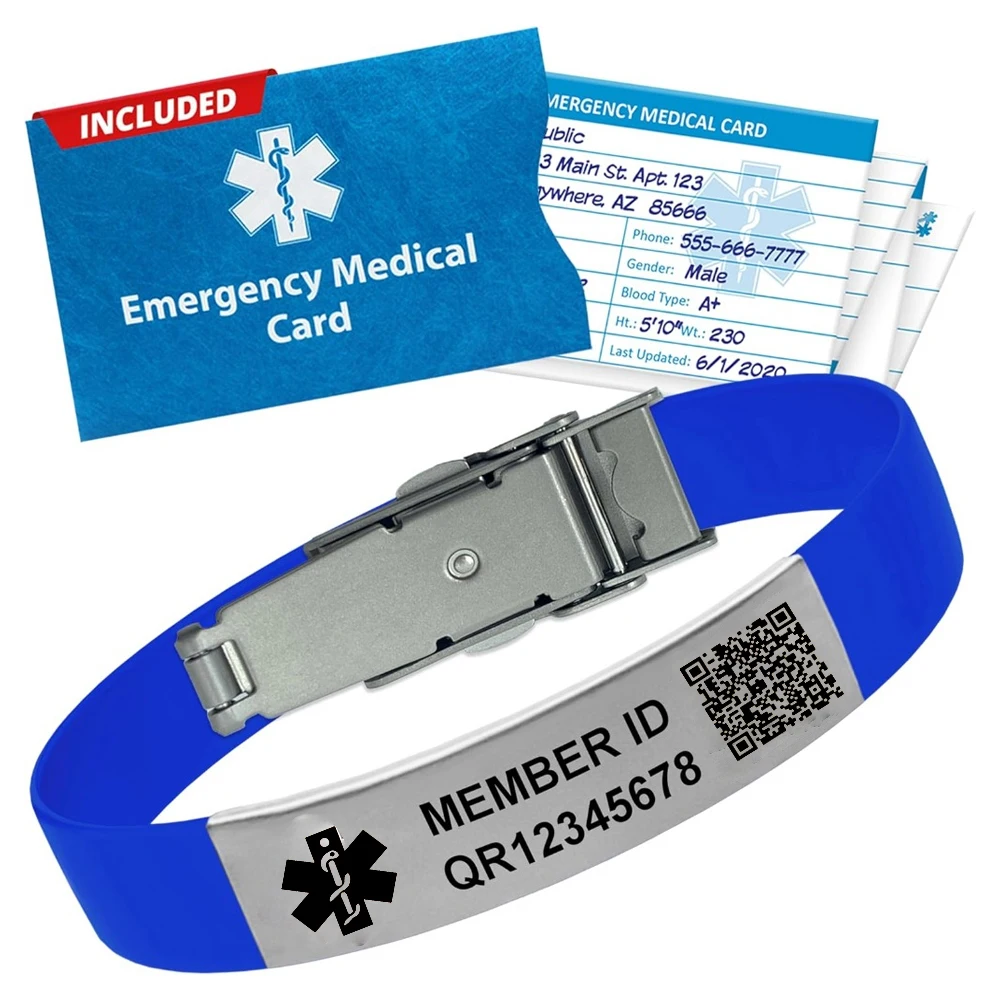 

Медицинский браслет-будильник с настраиваемой идентификационной информацию, силиконовый браслет для доступа к личной записи здравоохранения