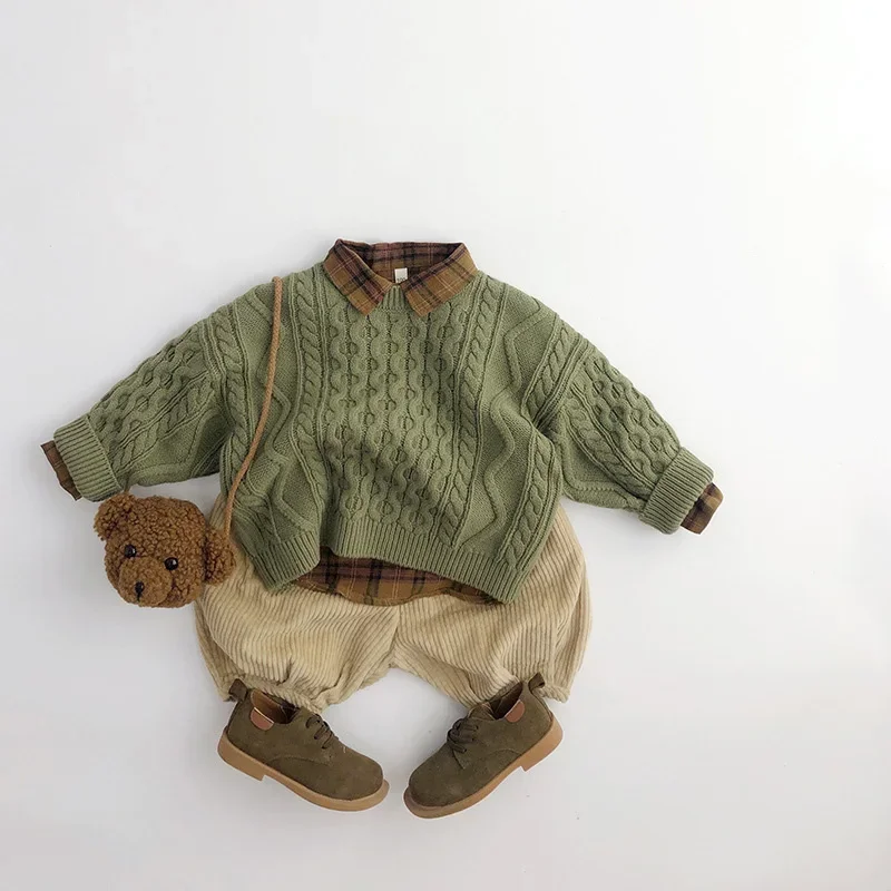 MILANCEL Autumn Cotton Kids Boys Girls Knitwear Sweaters Brief Korean Style Boys Pullover Coat for 1-7Y