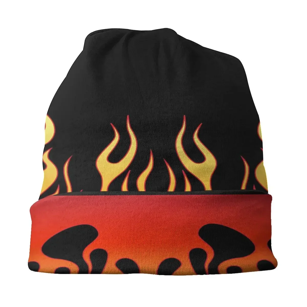 Fire Design Bonnet Hat  Autumn Winter Outdoor Skullies Beanies for Men Women Adult Knit Hat Spring Warm Dual-use Unisex Cap