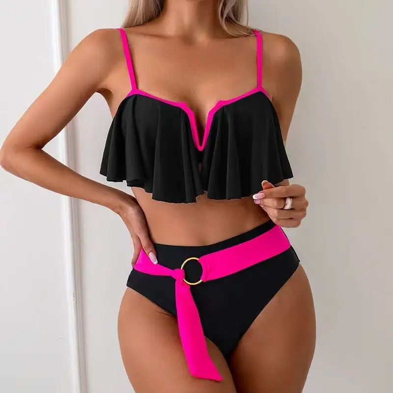 2026 New Sexy Brazilian Bikini Set Ruffle Swimwear Women Push Up Swimsuit High Waist Print Floral Bathing Suit Biquini Female