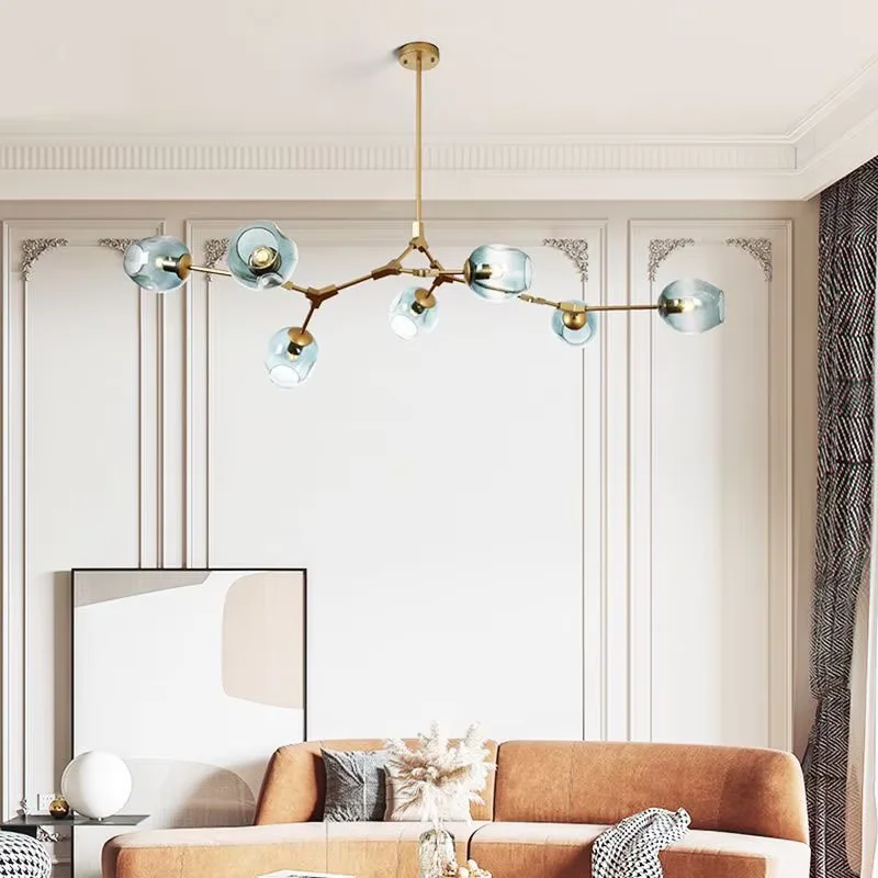 

Modern Branching Glass Bubble Chandelier Free Bulbs Living Room Dining Island Suspension Lamp Light Fixtures Hanging Luminaire