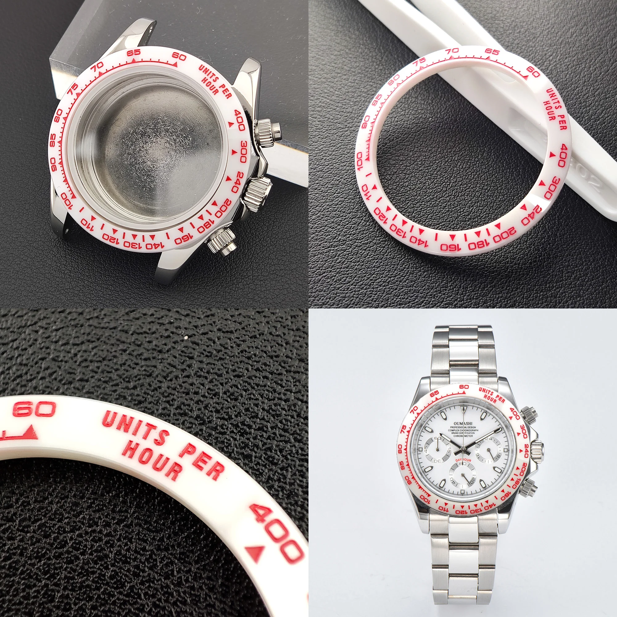 

Корпус VK63 для мужских часов, белый керамический безель, корпус из нержавеющей стали с сапфировым стеклом, запасные части для часов, подходят для механизма VK63