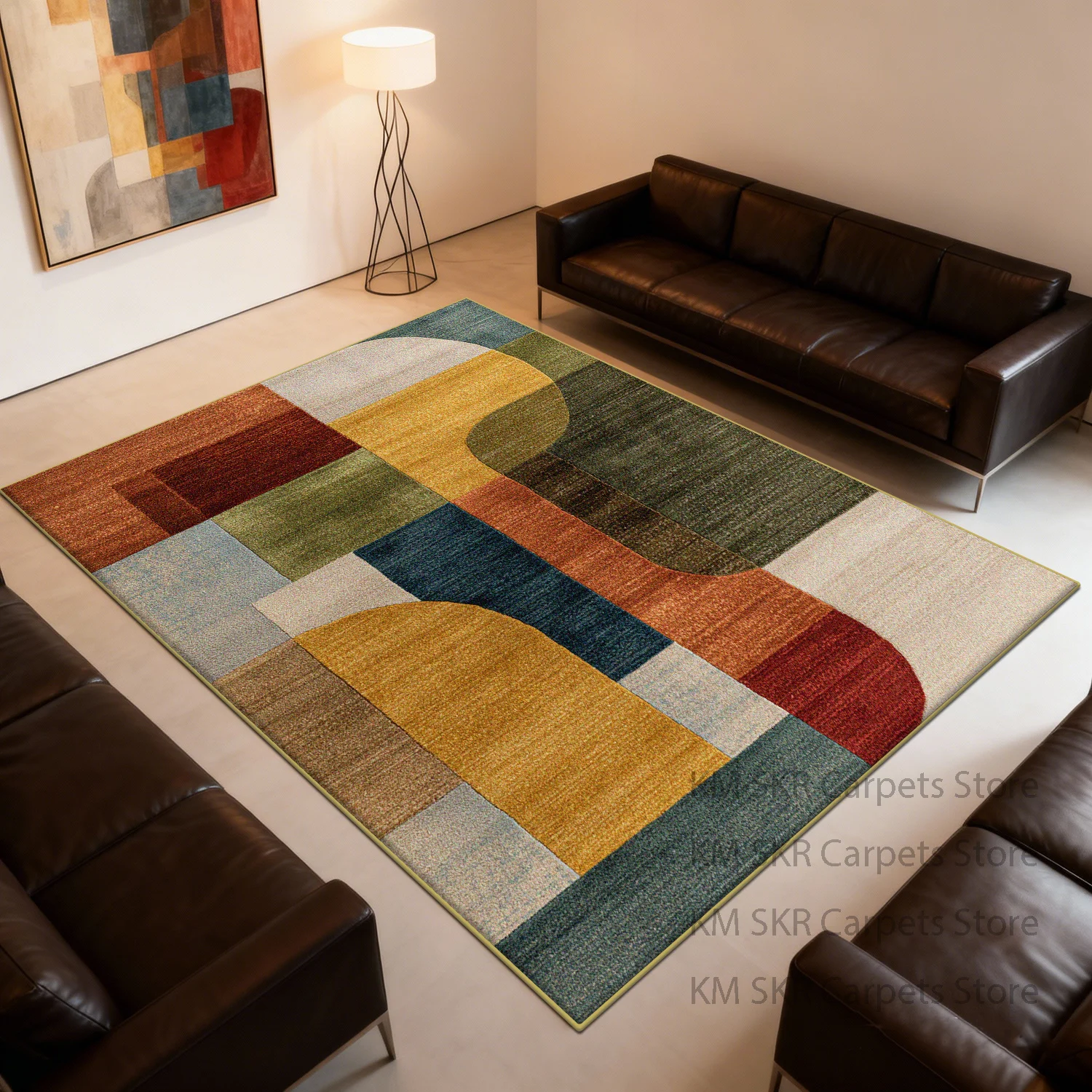 Moderner Geometrie-Teppich für Wohnzimmer, waschbar, rutschfest, Dekoration für Zuhause, Küche, weicher, flauschiger Teppich für Schlafzimmer, große Fläche, Sofamatte