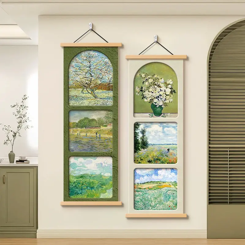 

World Famous Art Scroll Collection, Van Gogh Hanging Painting for Living Room Ambiance, Background & Entryway Wall Decor Poster