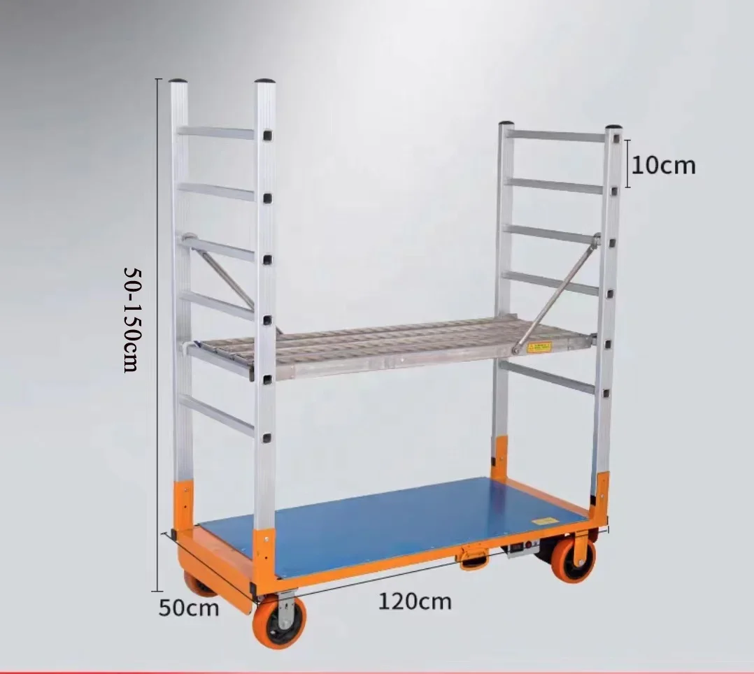 

200kg 1.5m mini aluminum electric self-walking scaffolding folding electric lifting scaffold ladder with battery