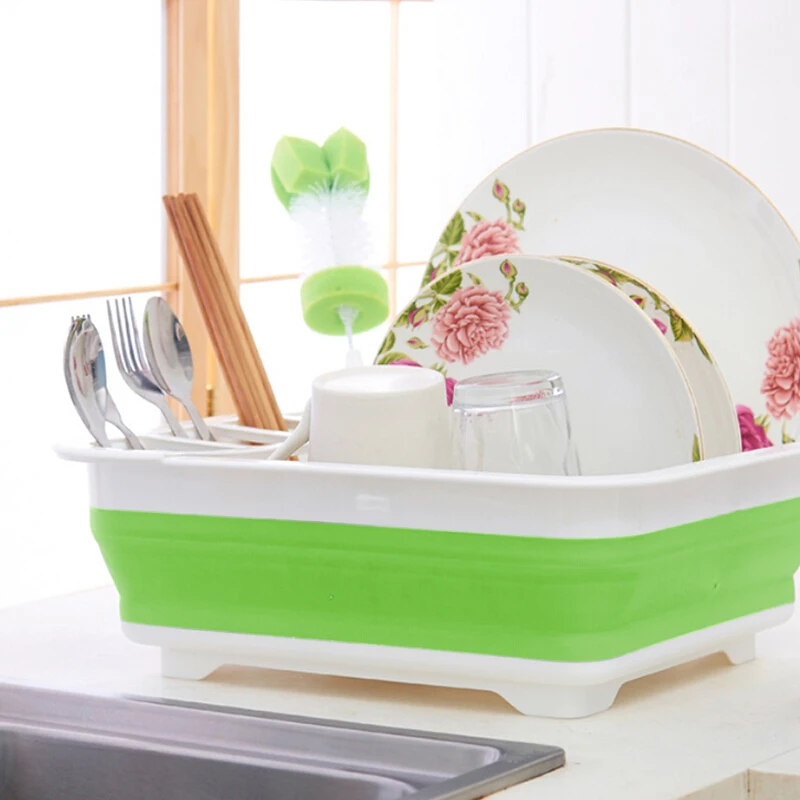 Foldable Kitchen Dish Cutlery Rack Kitchen Organizer Storage Box Drainer Stand Cup Dish Bowl Holder Knife Fork Container Drainer