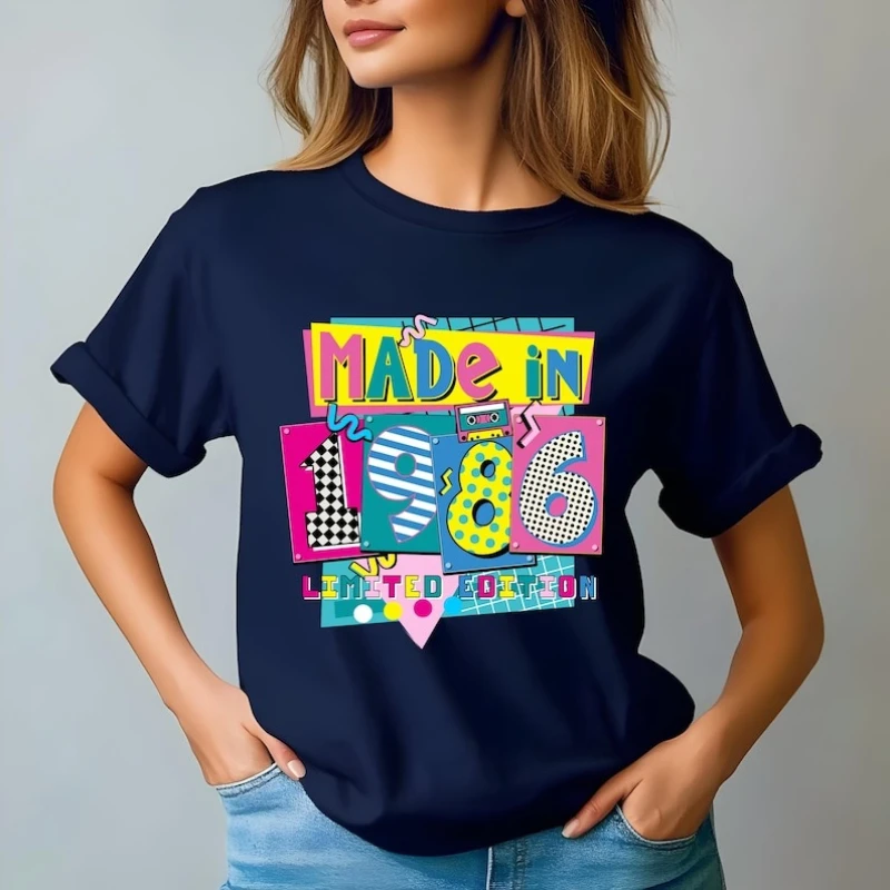 Made in 1986 Limited Edition 40th Birthday Party Shirts Gift Vintage Graphic T-Shirt Commuter All-match Tops Tee Shirt Short