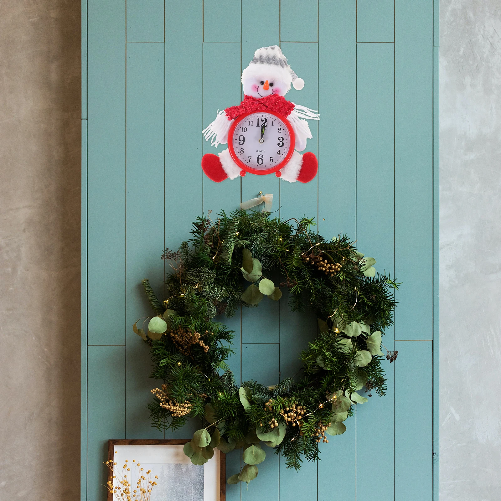 

Christmas Wall Clock Cartoon Snowman Design Simple Cute Style Desktop Wall Decor Bedroom Living Room Office Xmas Gift