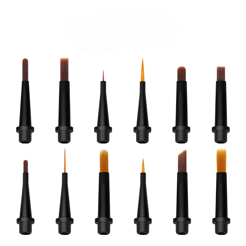 1 set manicure vervangende pennenset Eenvoudige druk om 12 opzetborstels te vervangen Nylon haartekenpen Fototherapie nagelborstelgereedschap