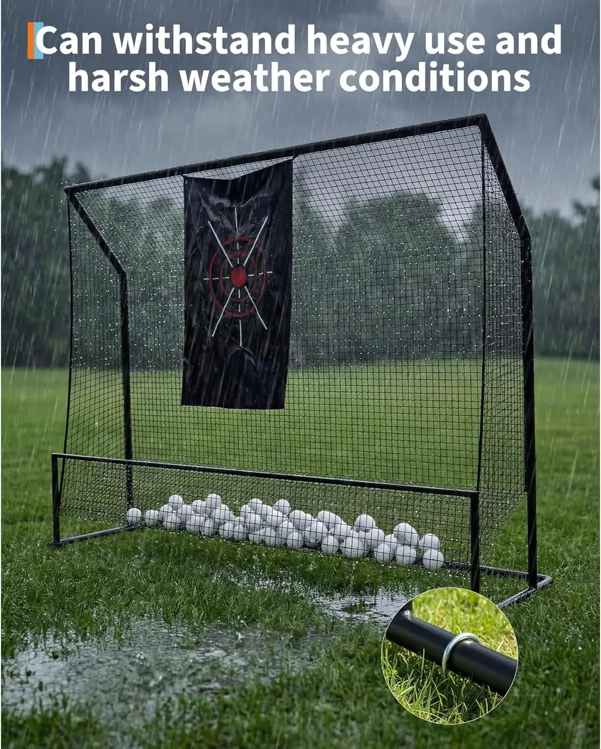 Tacleekii Heavy-Duty Golf Practice Net 10x7.5 ft for Backyard & Indoor - Real Ball Driving & Chipping, Goal Cloth, Durable Netting, Carry Bag