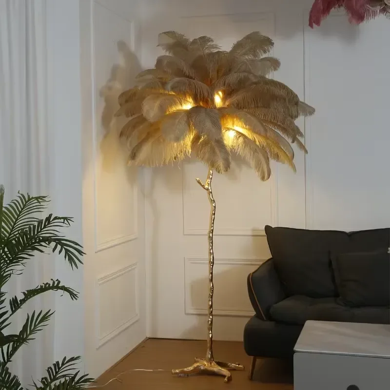 Nordic Luxury Feather Floor Lamp Modern Standing Light for Living Room Bedroom Hotel Bedside Home Decor Interior Lighting