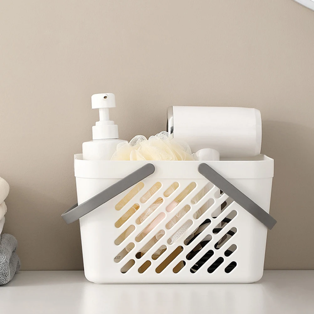 

Bath Basket White Storage Container for Bathroom Small Baskets Reusable Plastic Large Capacity