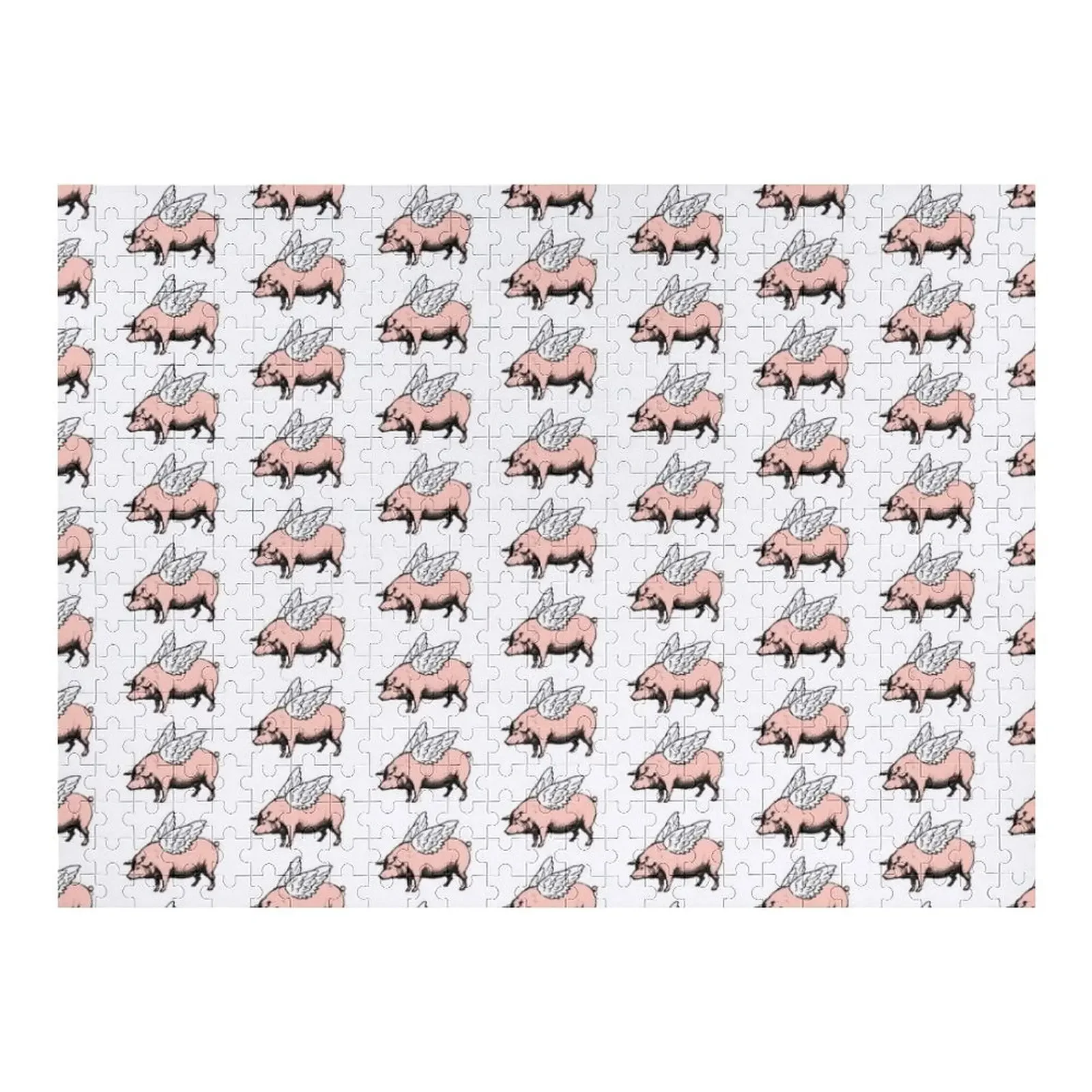 

Pig with Wings Flying Pig When Pigs Fly Pigs with Wings Vintage Pig Jigsaw Puzzle Custom Name Wood Custom Puzzle