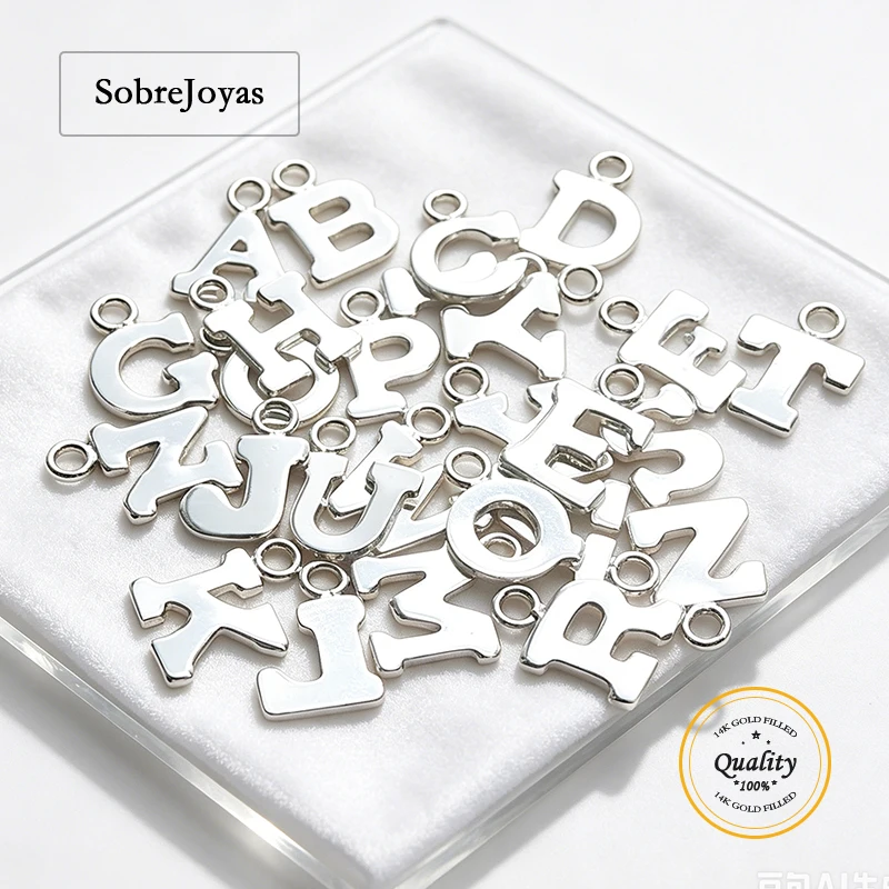 925 Sterling Silver Block Letter Charm a to Z Pendant for DIY Jewelry Bracelet Necklace Handmade Accessories