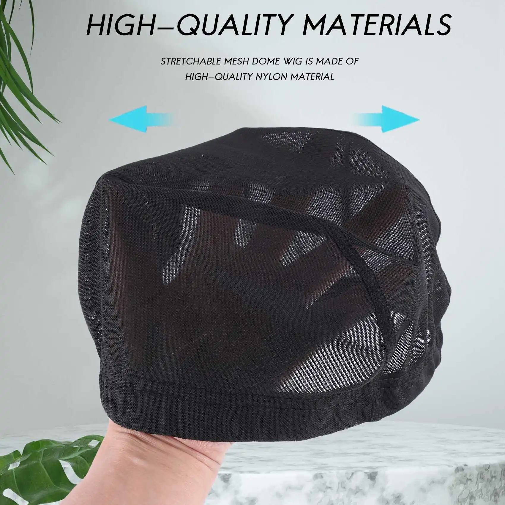 6 Pcs Wig Cap for Wig Making Elastic Dome Mesh Wig Cap Women's Front Lace Wig Black
