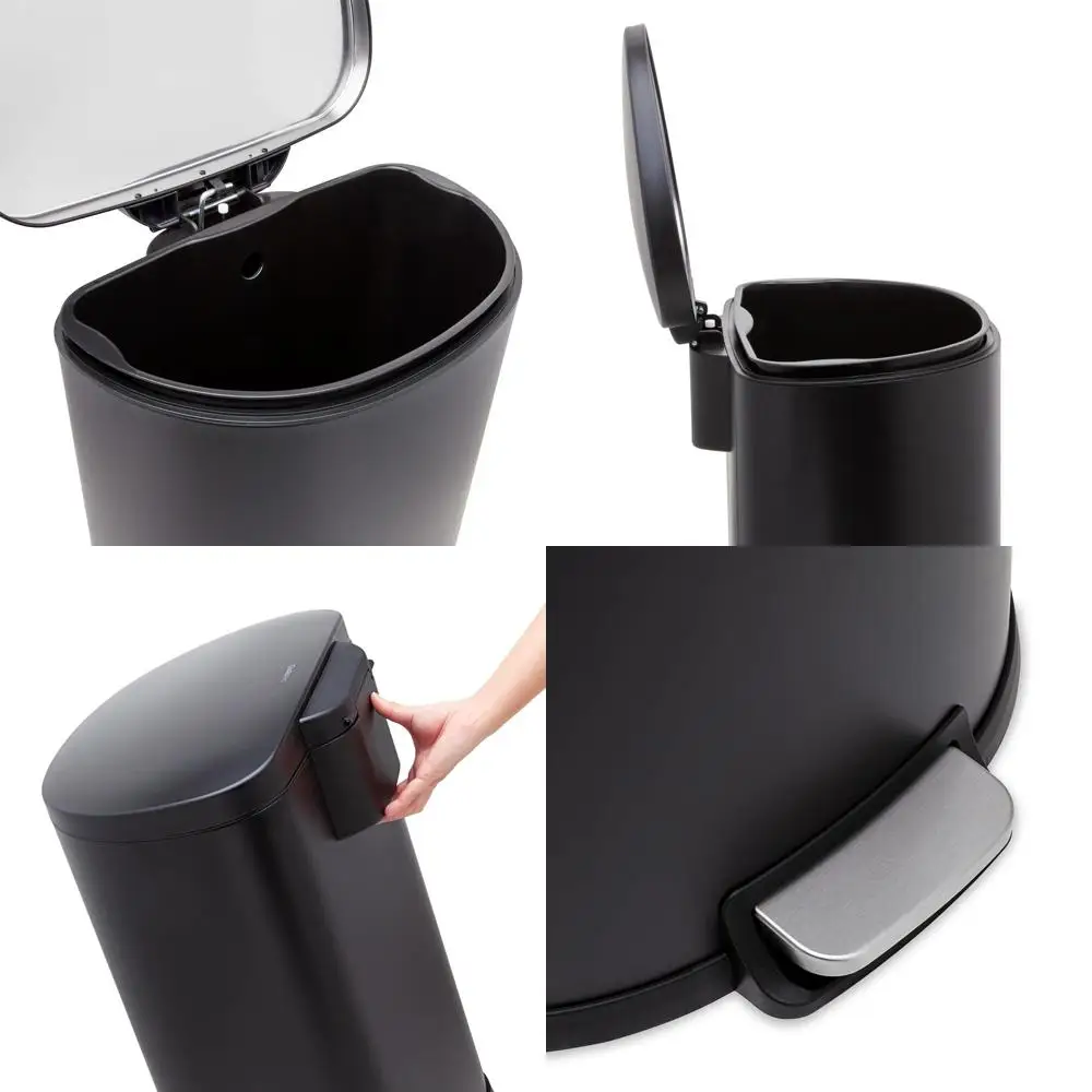 

50L 13-Gallon Step-On Trash Can with Soft-Close Lid, Fingerprint-Resistant, Removable Liner, Slim Design for Home and Office