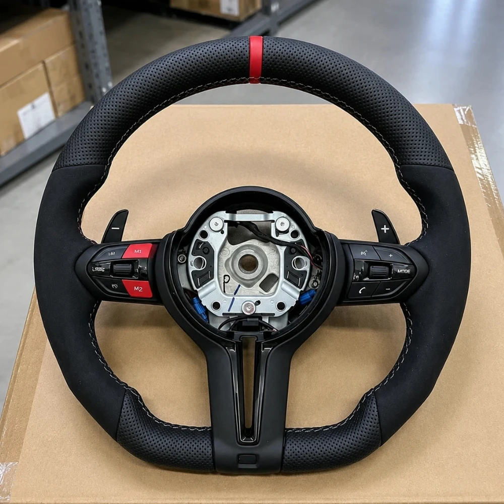 Custom Suede Steering Wheel For BMW F-Series F30 340i F10 535i F32 F20 F36 F22 M5 X5 F15 F80 M3 F11 E60 Interior Steering Wheel