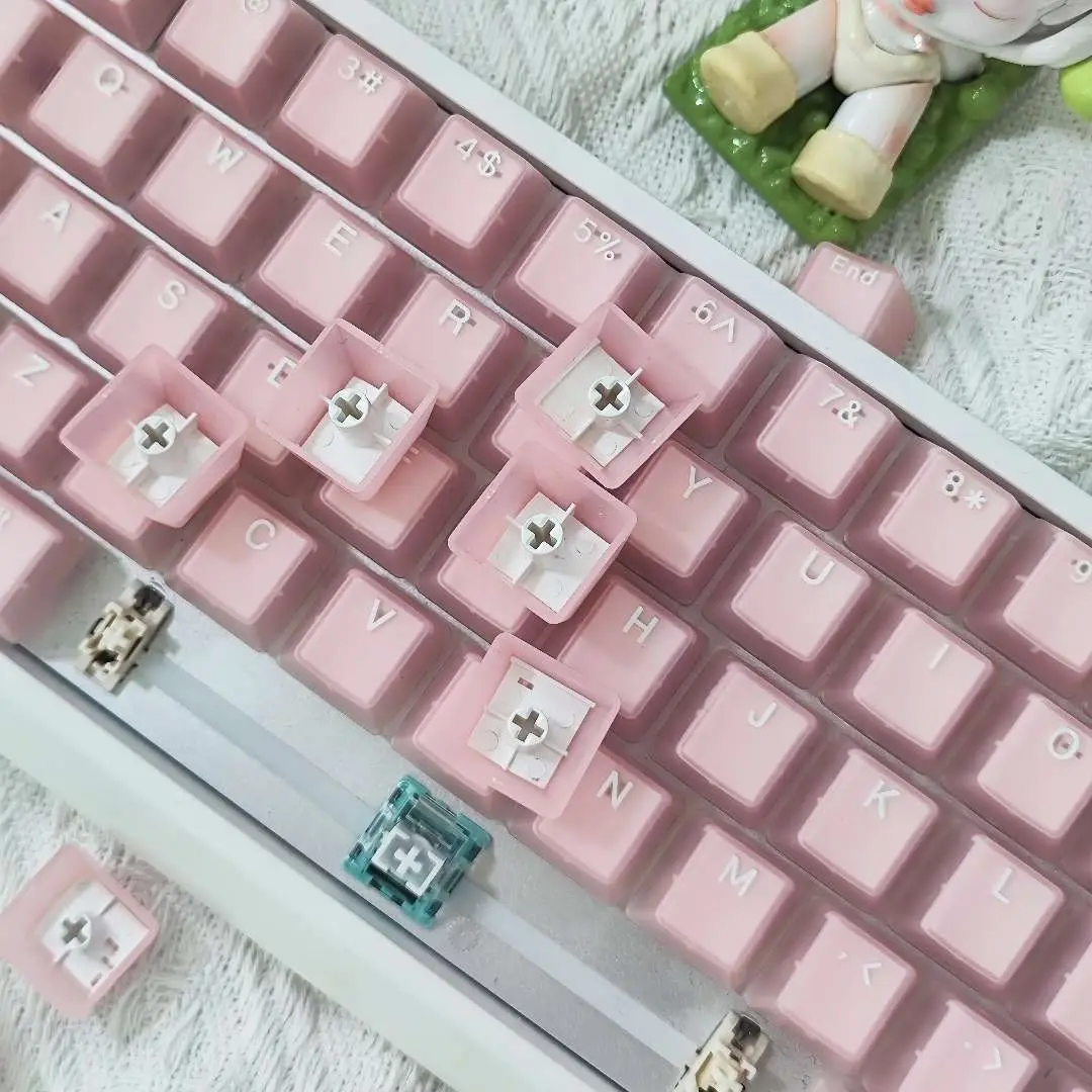 Roze Jade Clear Pudding Key caps 114 toetsen RGB-achtergrondverlichting Transparant Doule Shot PBT Keycaps OEM-profiel voor MX Switches-toetsenbord