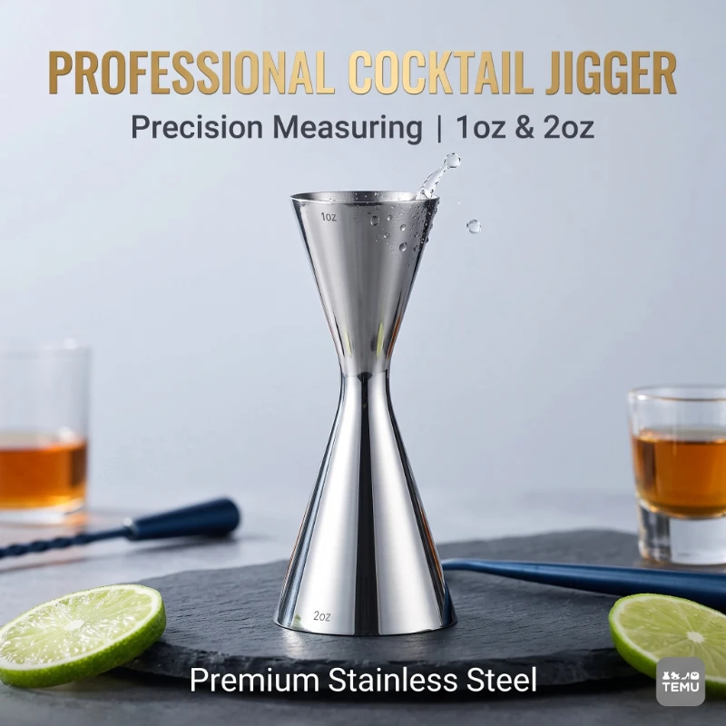 Food Grade Stainless Steel Alcohol Measuring Cup Jigger with Graduated 304 Stainless Steel Double-headed Mixing Tools for Bar