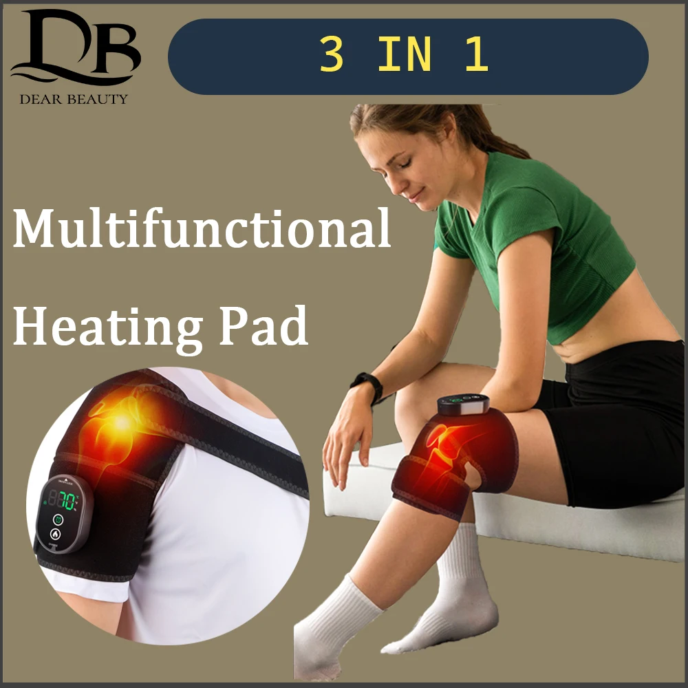 3 in 1 Multifunctional Heating Pad Suitable for Elbow Knee Shoulder Adjustable 6 Gears Cordless Design Relief Arthritis Pain