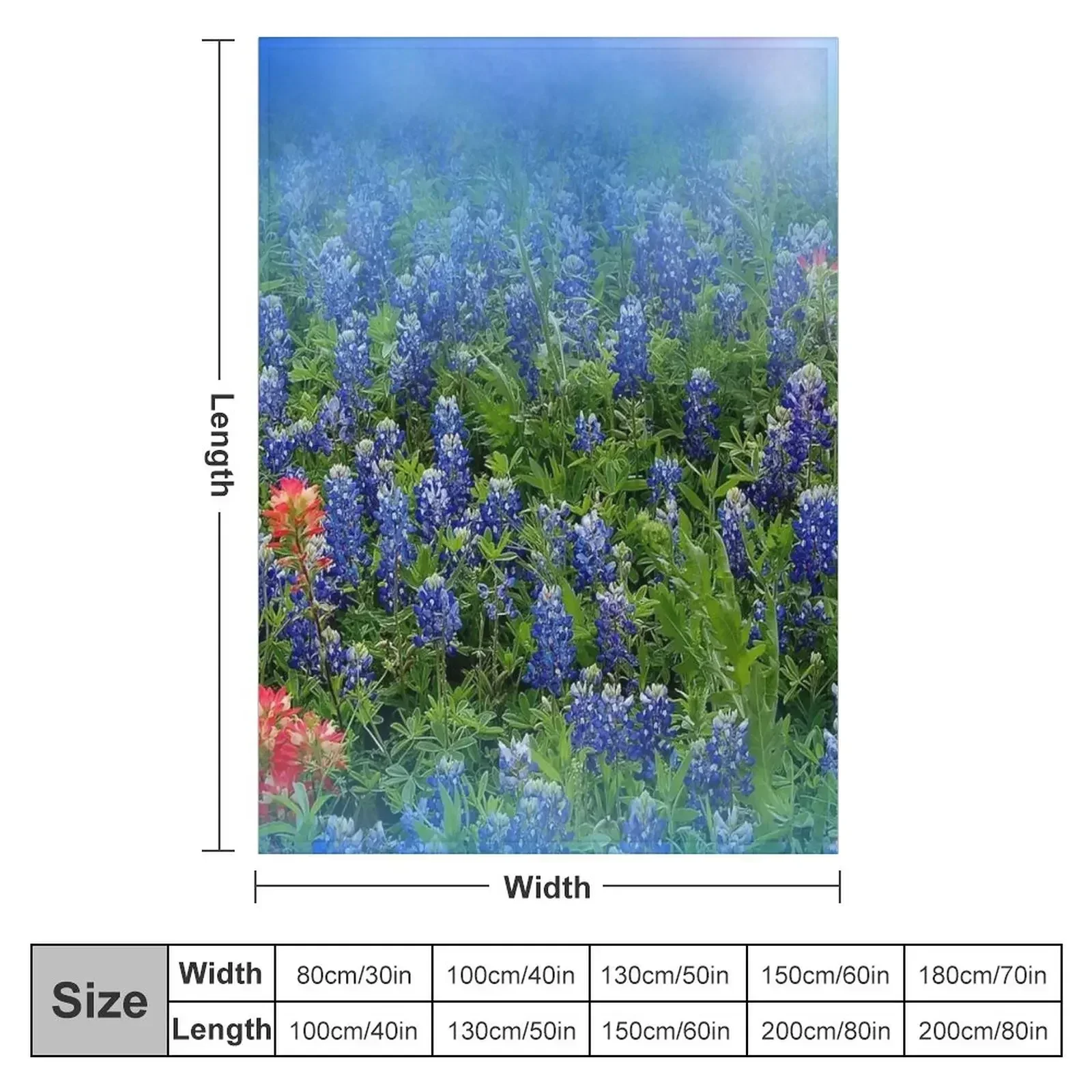 Pretty BlueBonnets - Blue and Red Hill Country Flowers - Spring Botanical Florals Throw Blanket