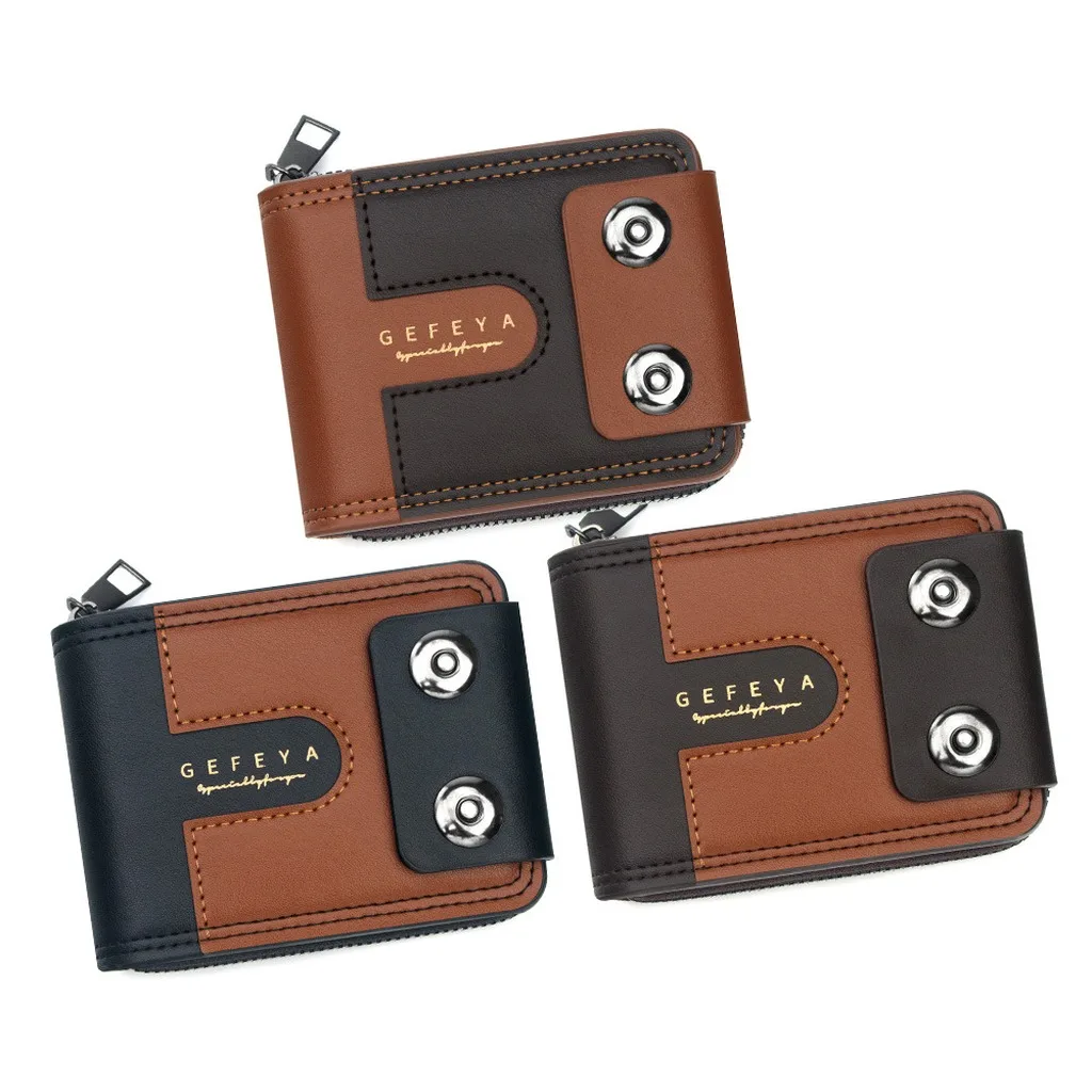 Splicing Wallet Colorblock Colorblock Wallet Pu Wallet Zipper Closure For Daily Commuting Gift Option Casual Scenarios