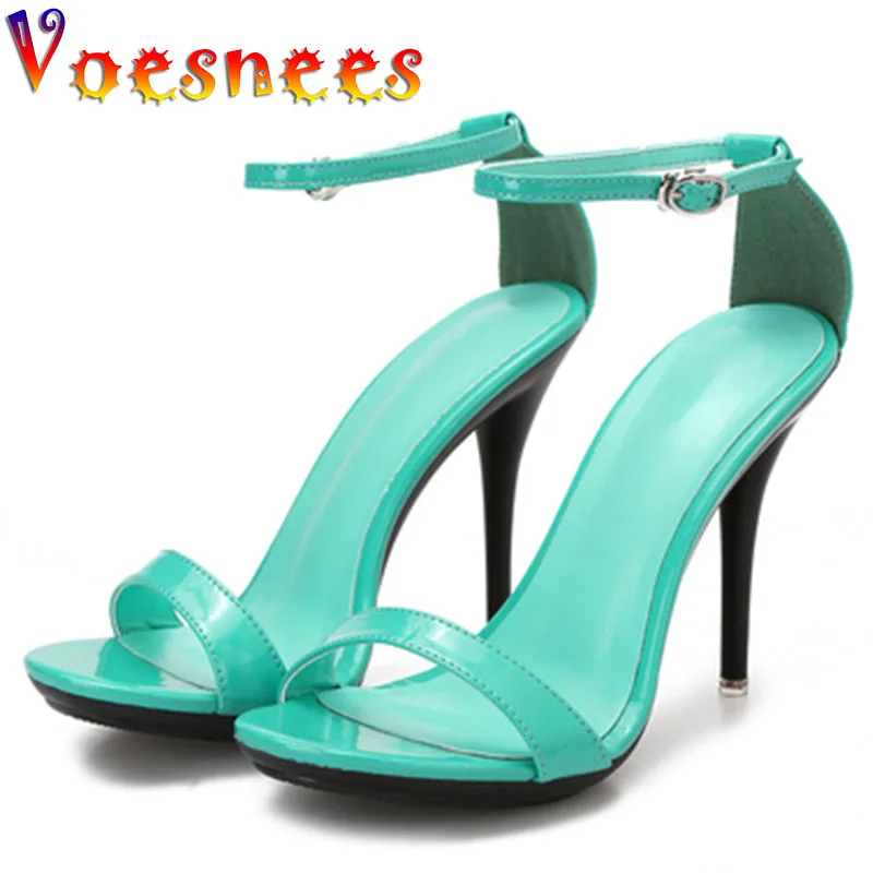 Voesnees Women Sandals Stripper Sexy One Word Band High-Heeled Shoes Summer Candy Color 2021 Cover Heel Stiletto Shoes Size 43