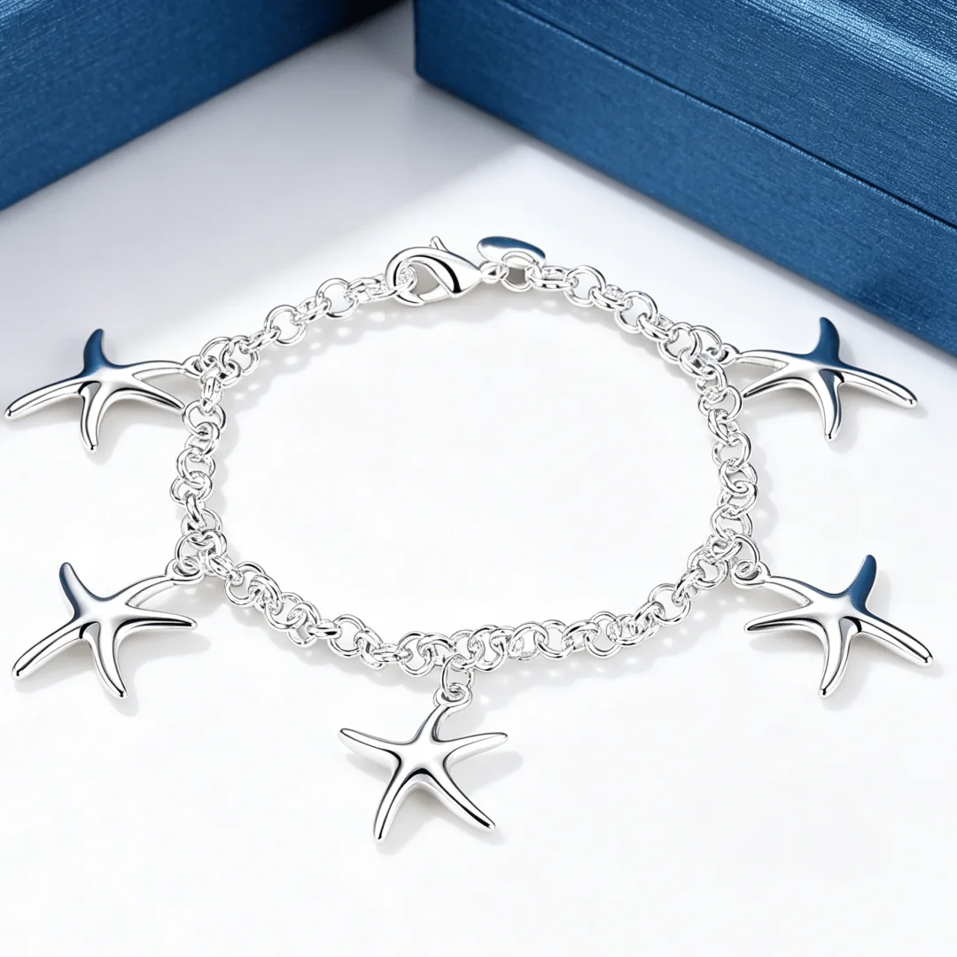 Hot y2k style Costume Jewelry sets 925 sterling Silver precious Starfish necklaces bracelet for women Fashion Party wedding gift view 6