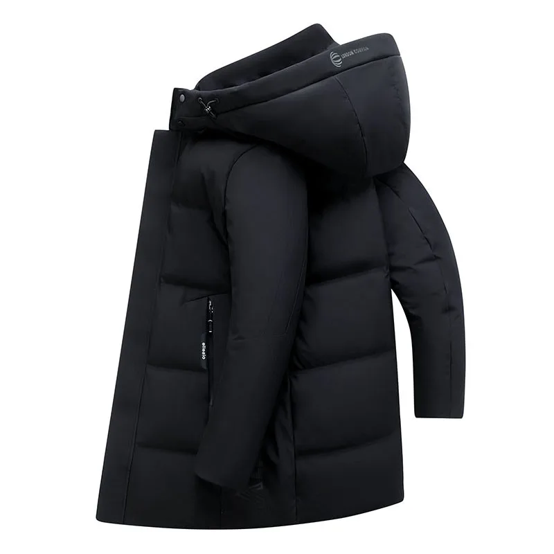 Pop Brand Long 90% White Duck Down Jacket Men Fashion High Quality Hooded Black Windbreaker Casual Winter Down Coats Mens Parkas
