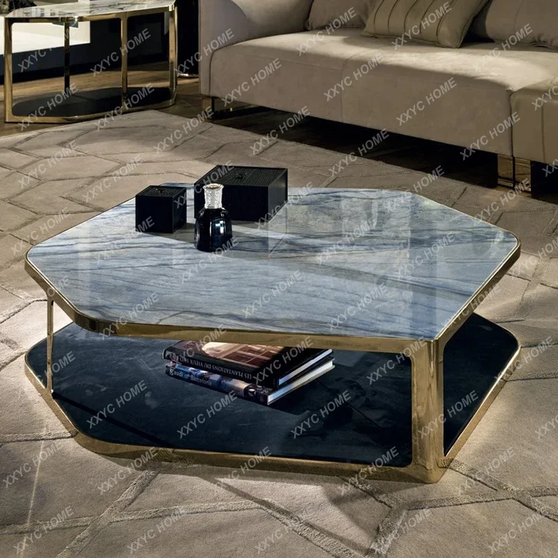 

Итальянский светлый роскошный двухслойный. Мраморный журнальный столик.