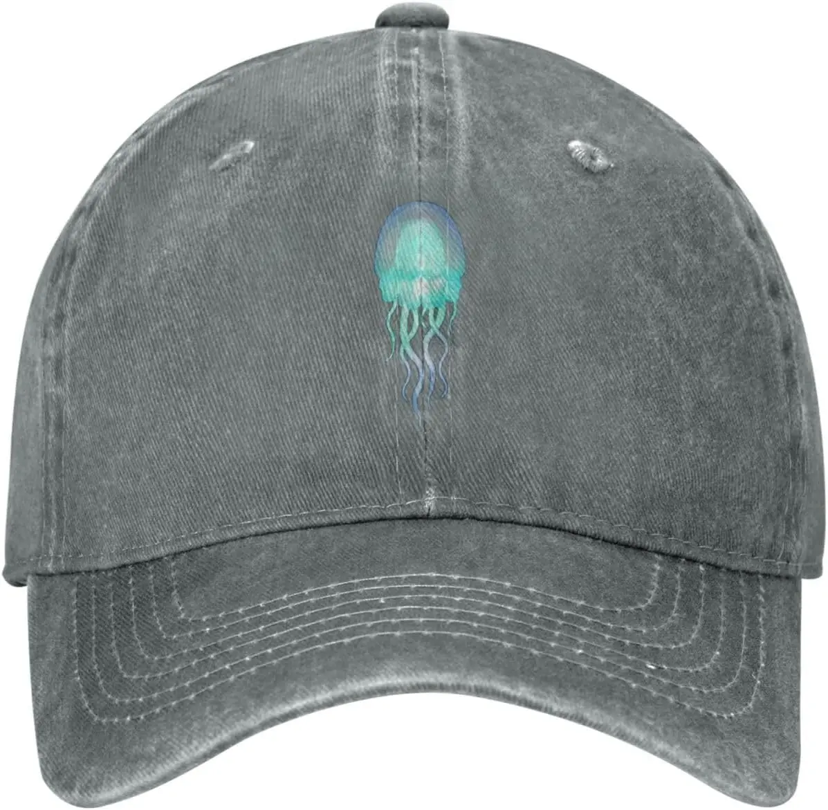 Jellyfish Graphic Washed Baseball Cap Cotton Adjustable Outdoor Casual Golf Hats Unisex