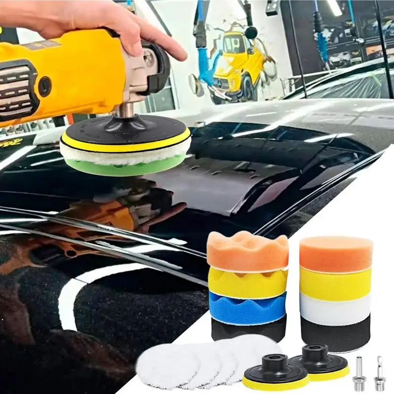 Car Polishing Pad Kit Detail Polishing Buffing Pad With Drill Adapter Sponge And Wool Polishing Pad Set For Car Polishing