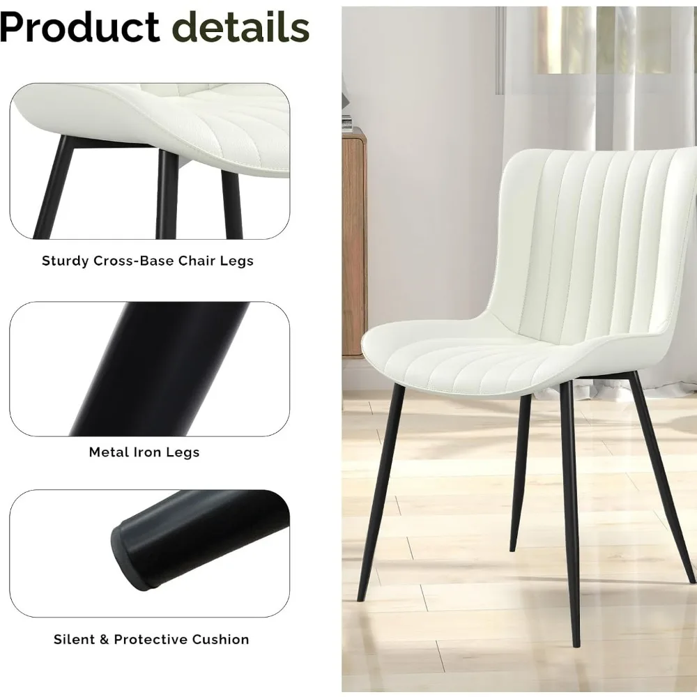 كراسي طعام، كرسي غرفة طعام حديث 16 بوصة جلد مع إطار خشبي ومعدني، مجموعة من 4 قطع