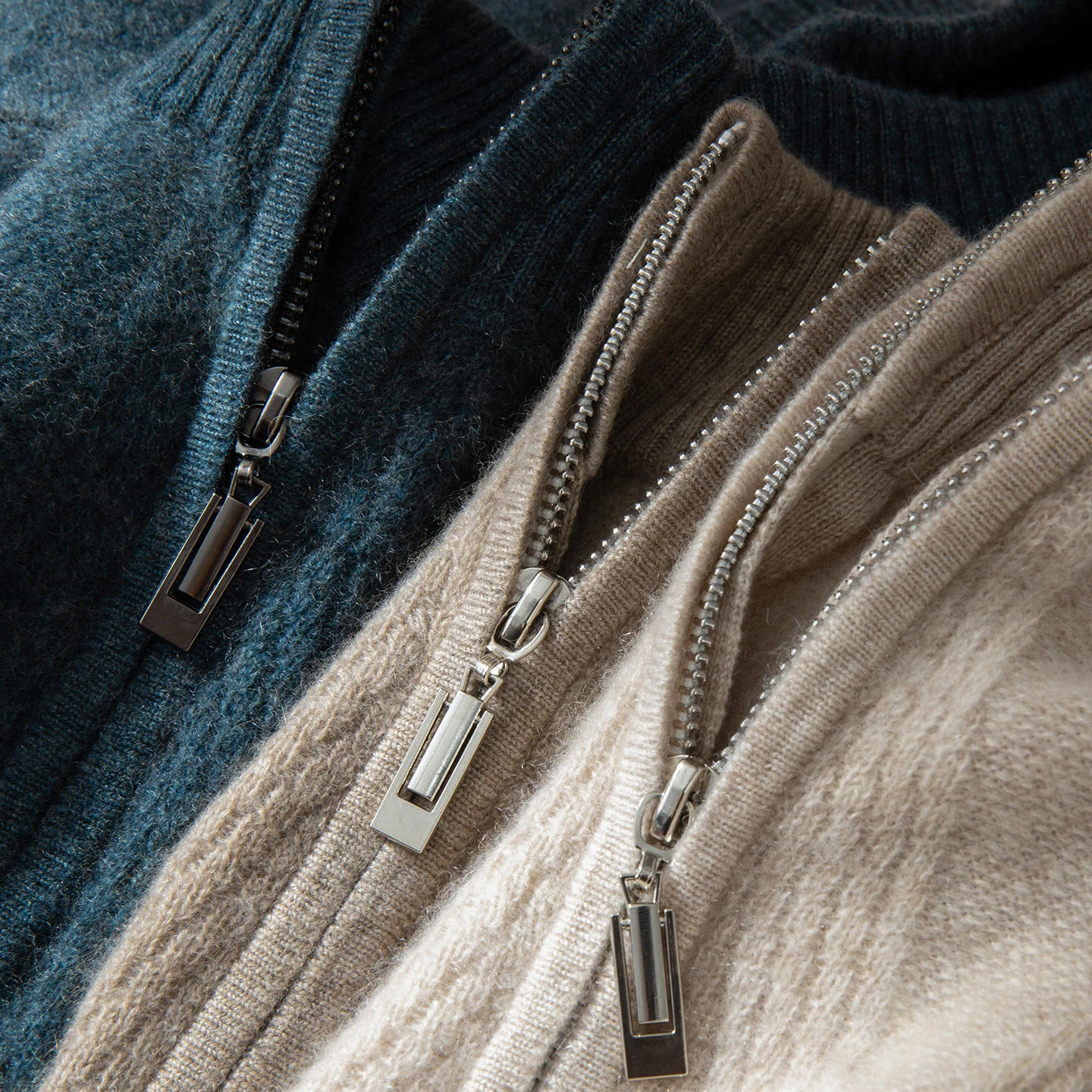 High quality 100% cashmere men's pullover casual knit sweater Pull luxury Jumper Mock neck zipper Tops trendy men's streetwear