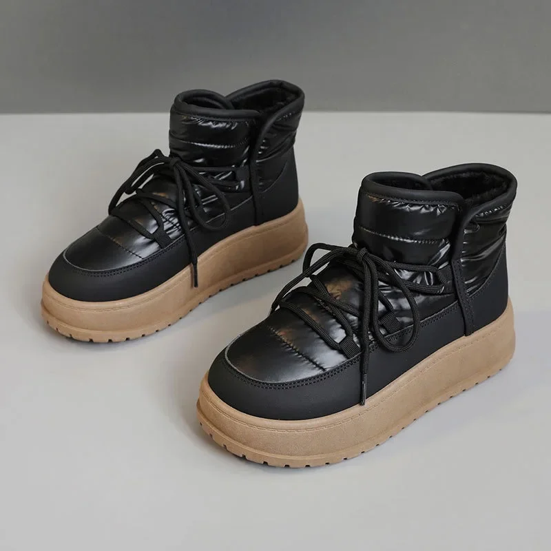 High Top Snow Boots for Women\'s Winter New Fashion Thick Soled Boots with Plush Warm Cotton Shoes and Waterproof Cotton Boots