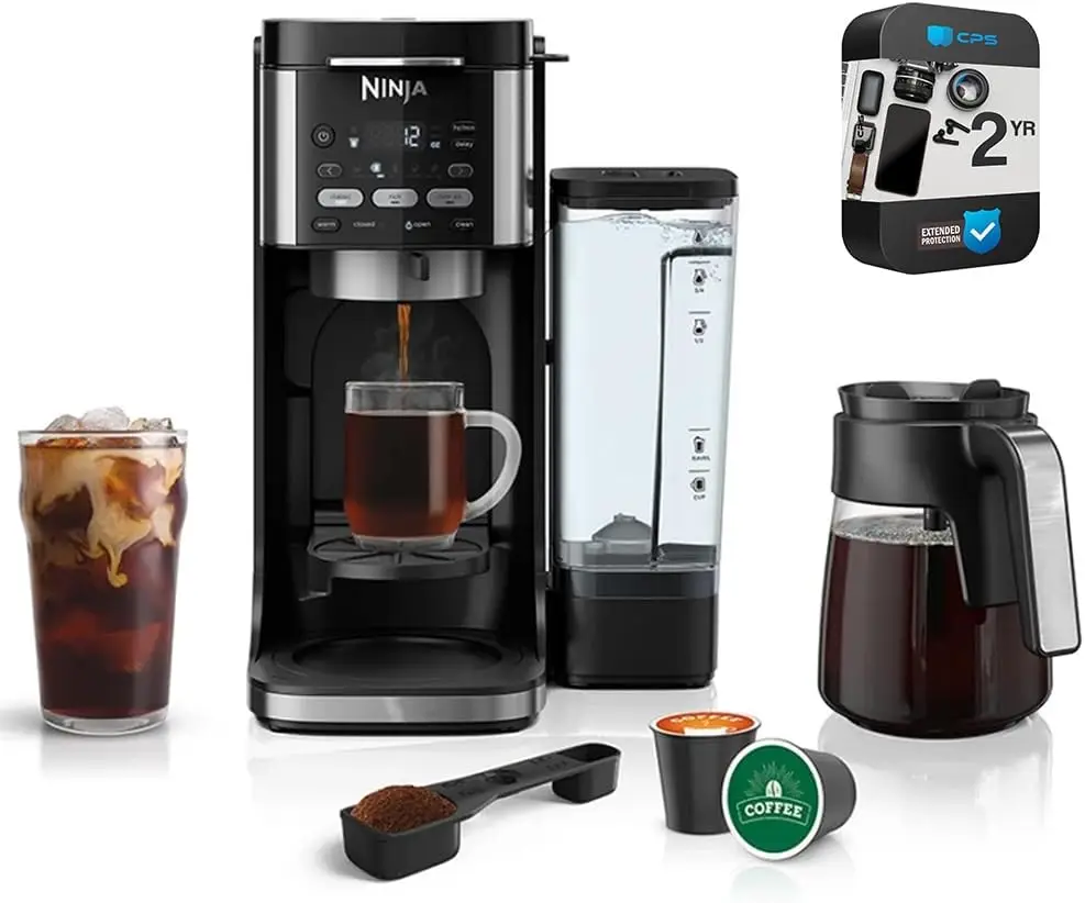 

Ninja CFP101 DualBrew Hot Iced Coffee Maker Black Renewed Bundle with 2 Year Enhanced Protection Pack
