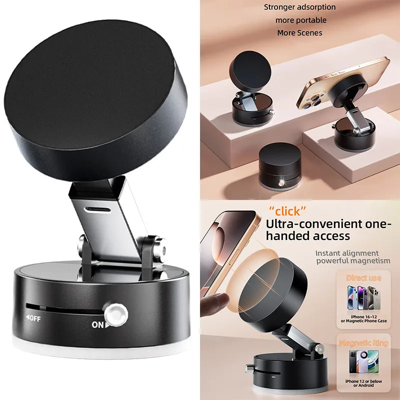 

For Magsafe Magnetic Vacuum Suction Cup Foldable Car Mobile Phone Holder Navigation Stand Multipurpose Mobile Support Bracket