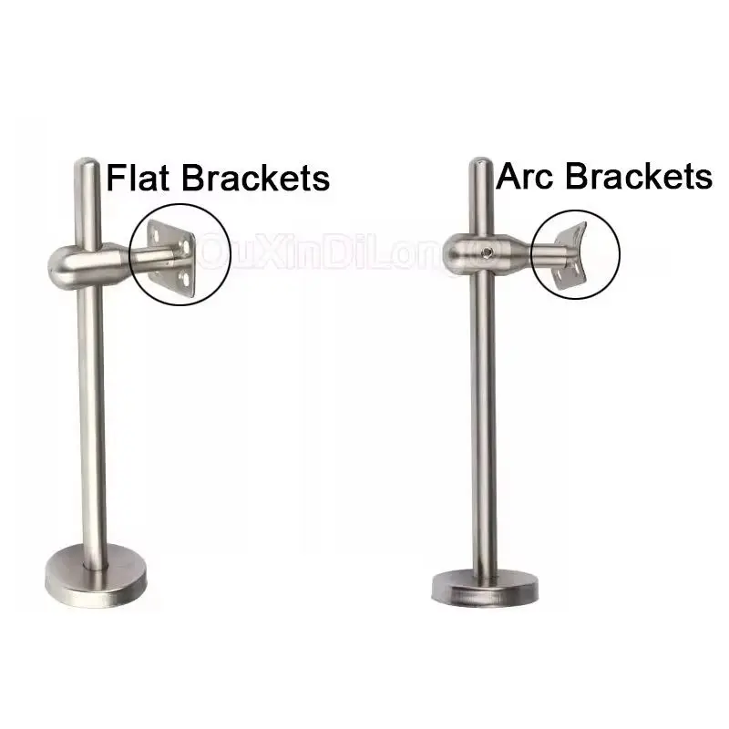 4X Handrail Wall Floor Mount Holder Stainless Steel Brackets Support Stand Adjustable Length Telescopic Stair Accessories GF1393