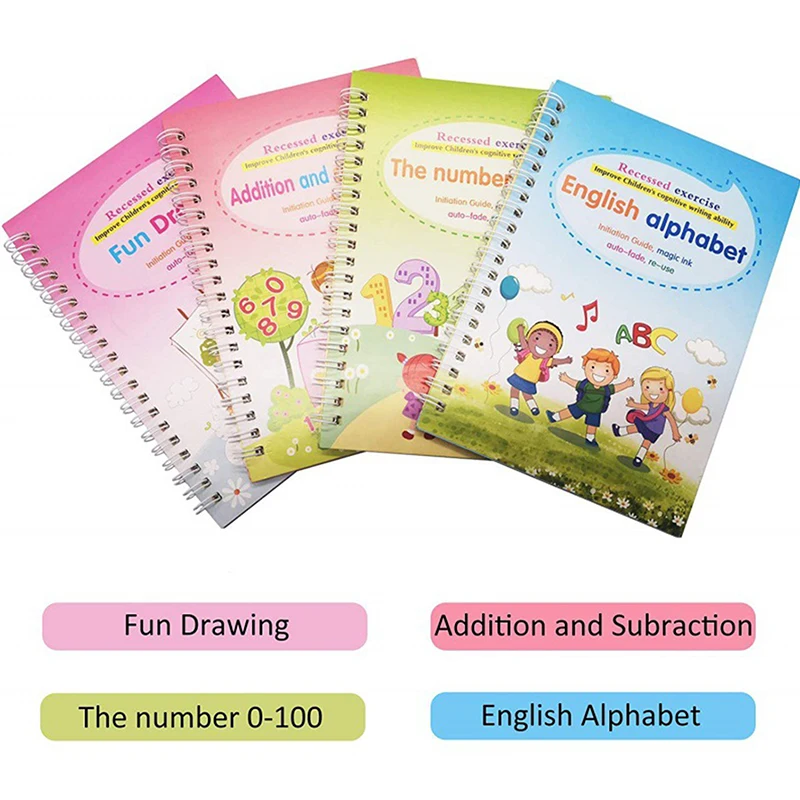 1 Set Reusable Copybook Drawing Toys For Children Montessori Pen Control Training Writing Sticker Learning Educational Toy