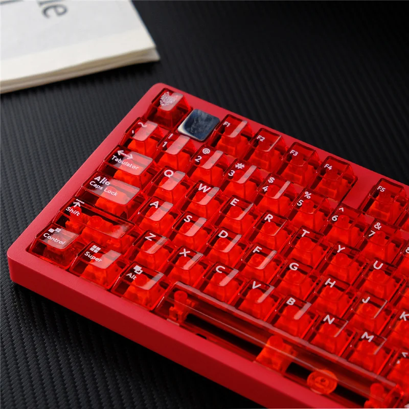 Imagem -04 - Personalizado Vermelho Transparente Keycaps Cereja Perfil Material do pc Pad Impressão 114 Teclas para 61 75 87 Teclado Mecânico