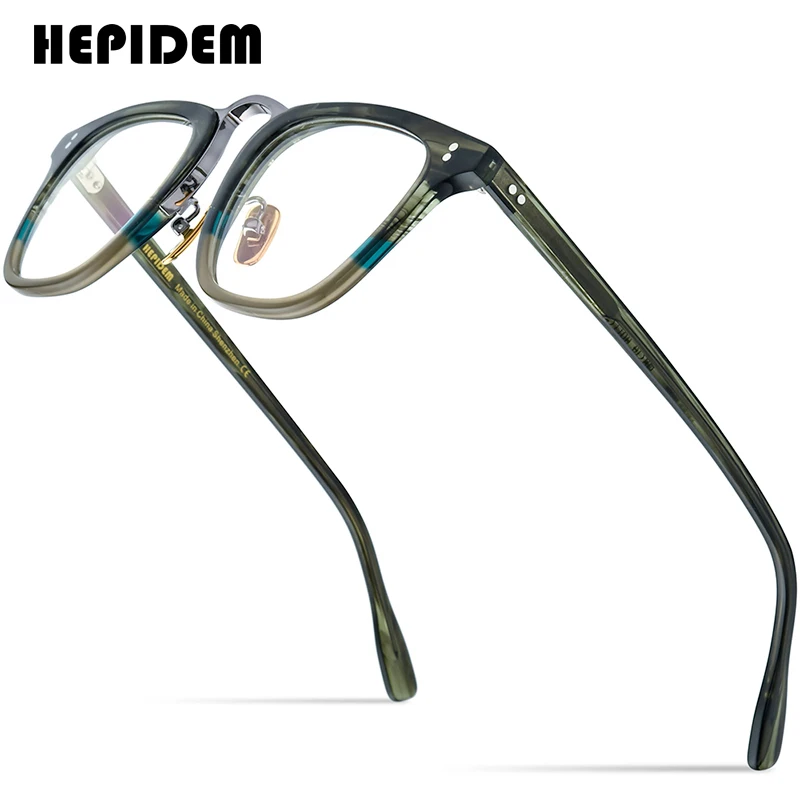 HEPIDEM Acetate Glasses Men Vintage Retro Square Eyeglasses 2022 Women Spectacles Eyewear 9214