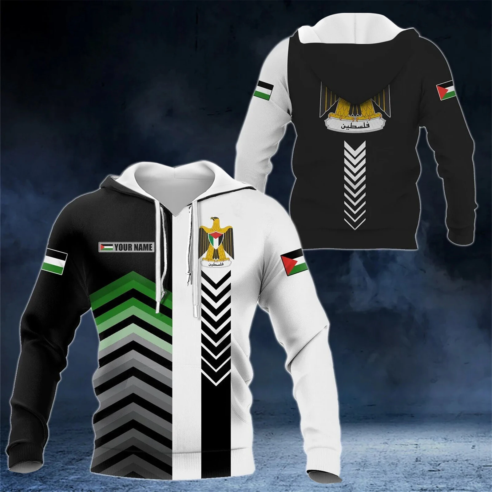 HX Palestine Hoodies Custom Name Fashion Splicing 3D Printed Hoodie Sportswear Casual Sweatshirt Men Clothing Dropshipping