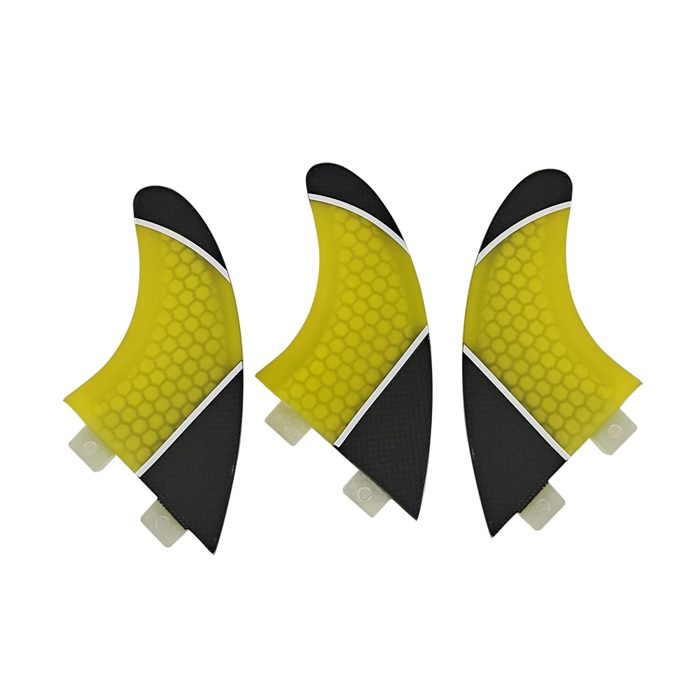 Tri Surf Fins UPUSRF FCSกระดานโต้คลื่นครีบPM-Mขนาดรังผึ้งคาร์บอนFinsสําหรับท่อง 3 สีแท็บคู่Sup Board Fins