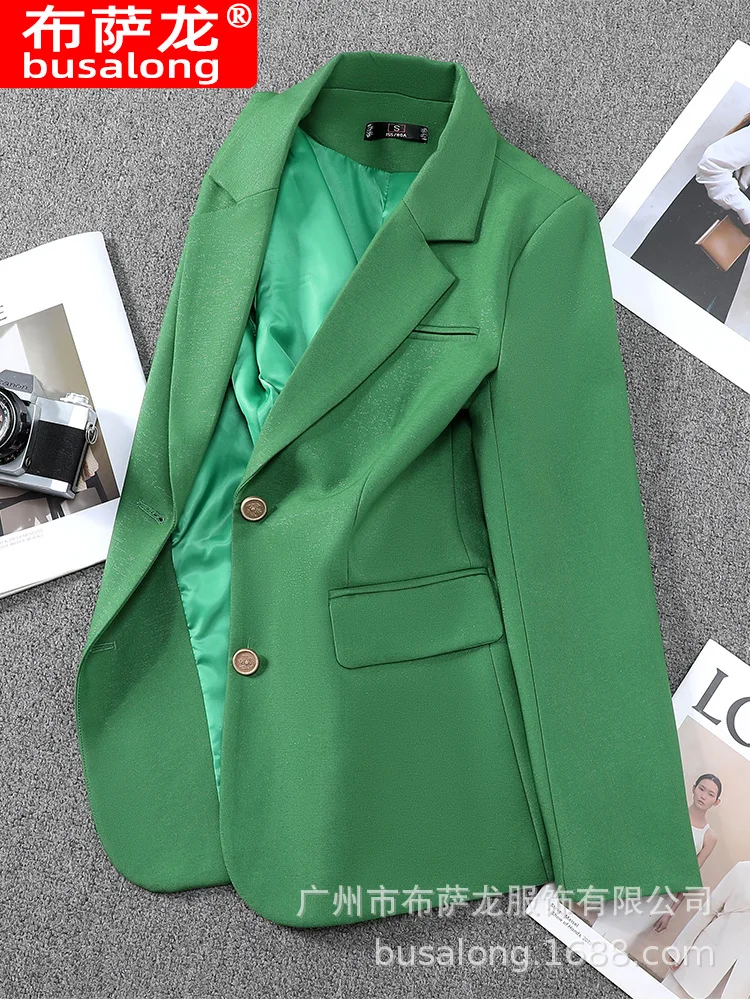 

2025Новый стильный модный костюм, повседневный женский профессиональный пиджак с длинными рукавами, официальная женская одинарная куртка, рабочая одежда8115