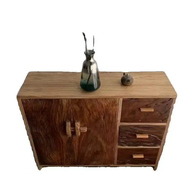#Modern Solid Wood Side Table with Storage  Vintage Coffee Table for Living Room, Eco-Friendly Customizable Cabinet