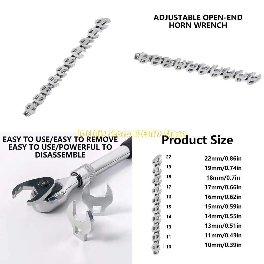 

Y1AD Crows Foot Wrench Set Easily Access Hard-To-Reach Areas for Tight Space Automotive Repair Work 10MM-22MM With Organizers